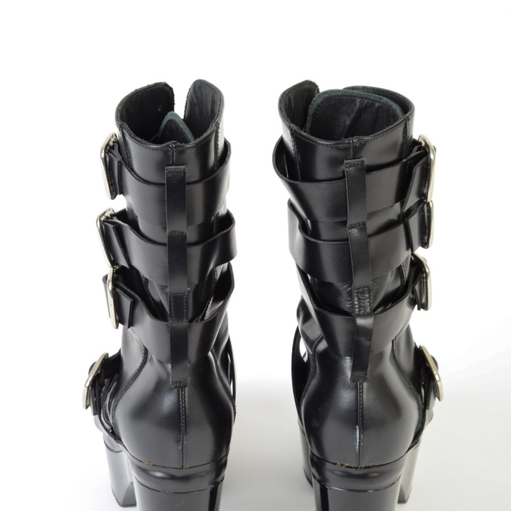 John Rocha Leather Platform Booties With Buckles, 40 - Picture 4 of 7